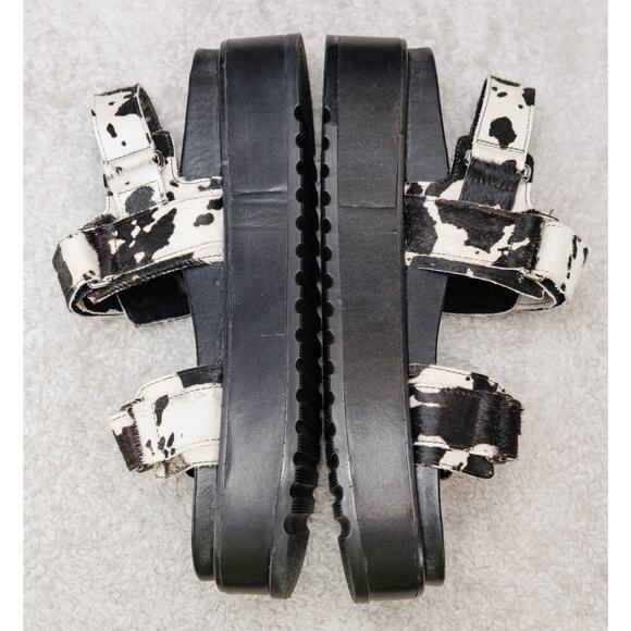 Steve Madden BigMona Black White Cow Print Platform Sandals Womens Size 10 - Picture 4 of 15